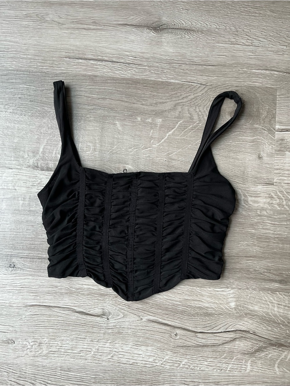 Black Ruched Tank Top